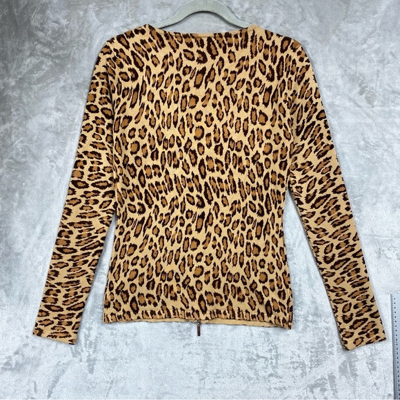 Cache Leopard Print Double Zip Jacket Cardigan Size M Y2K - Picture 5 of 8